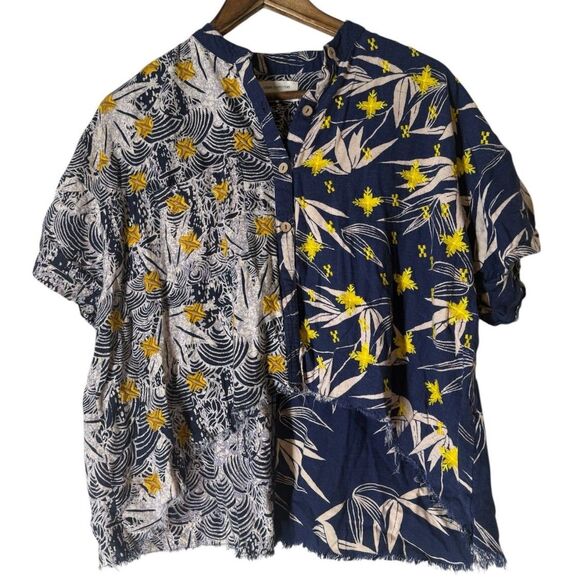 Urban Outfitters Tops - Urban Outfitters Embroidered Button Up Top Womens Sz XS Linen Blend Beachy Boho